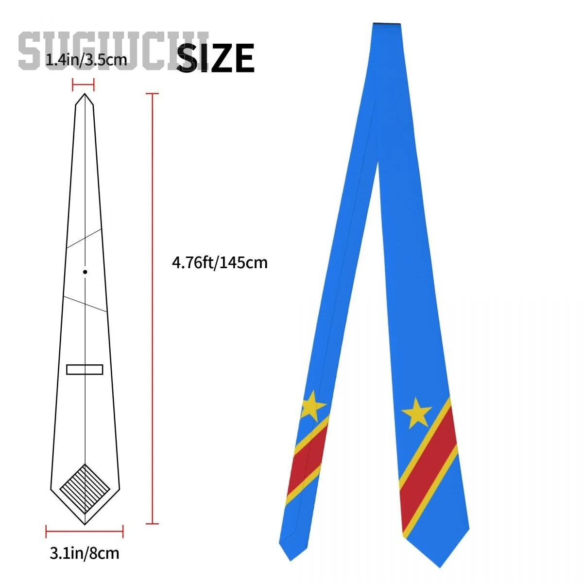 Democratic Republic Of Congo Flag Emblem Men Women Neck Ties Casual Plaid Tie Suits Slim Wedding Party Business Necktie Gravatas