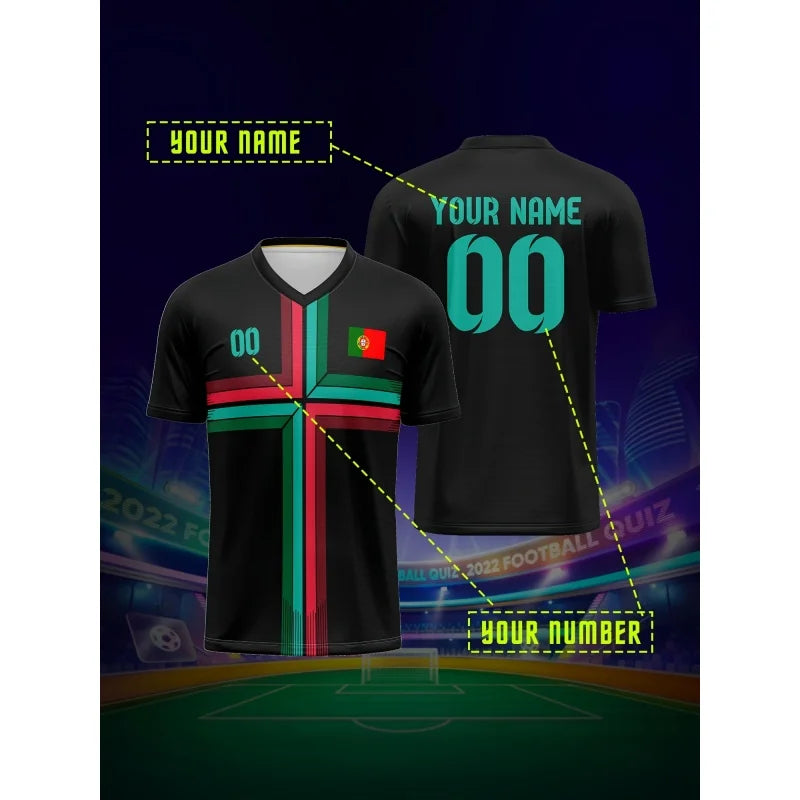 Portugal Jerseys Pattern T-Shirt For Men Football Customized 3D Printed Short Sleeve Top Summer Loose O-Neck T Shirts Sport Tees