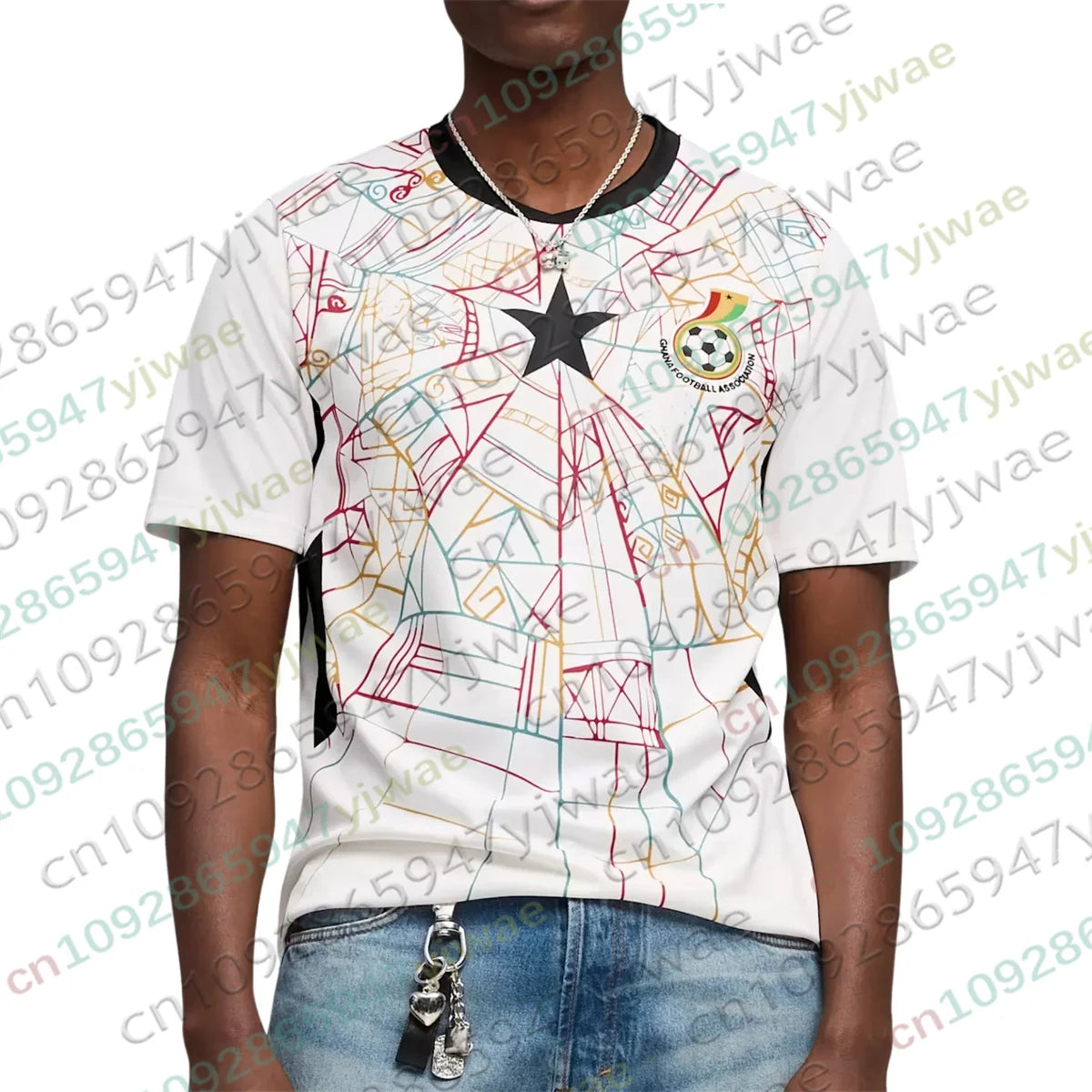 26-27 Ghana Home Football Jersey Golden Speed Drying Sports Clothing Outdoor Fitness Training Tee Summer Adult Kid'S T-Shirt