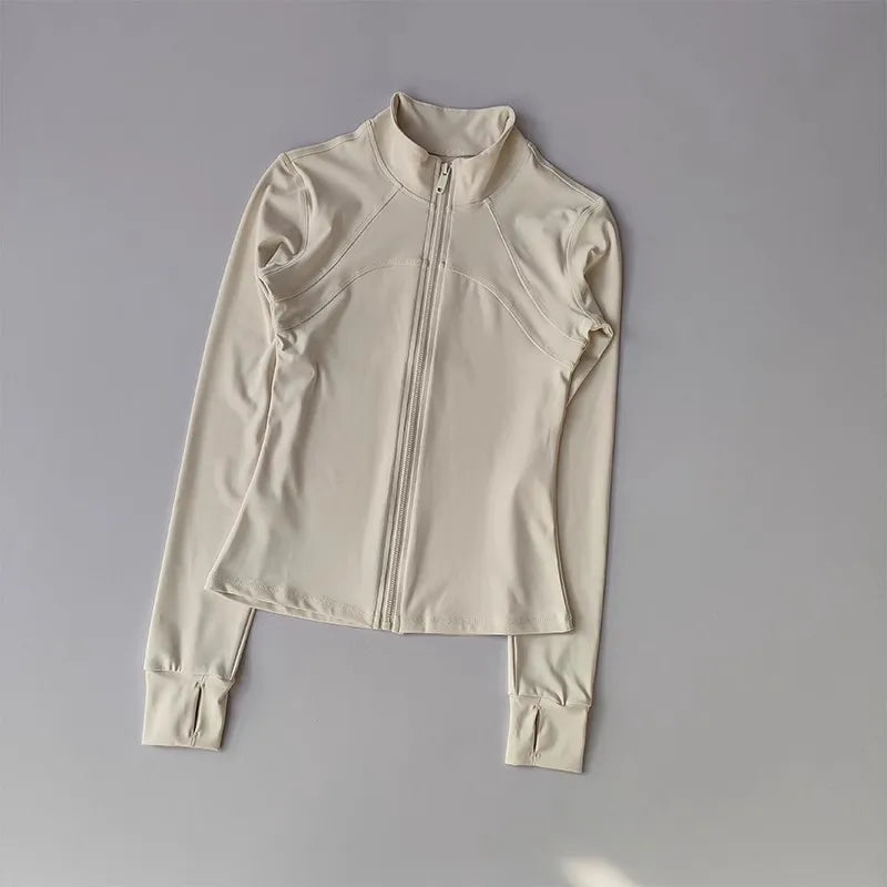 Women’s Sports Jacket Long Sleeve Quick Dry Gym Jacket Fitness Workout Running Training Zip Up Sportswear Coat