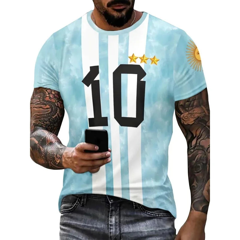 Argentina World Cup 2026 Football Jersey Unisex 3D Printed Oversized T-Shirt | National Emblem Casual Sports Tee