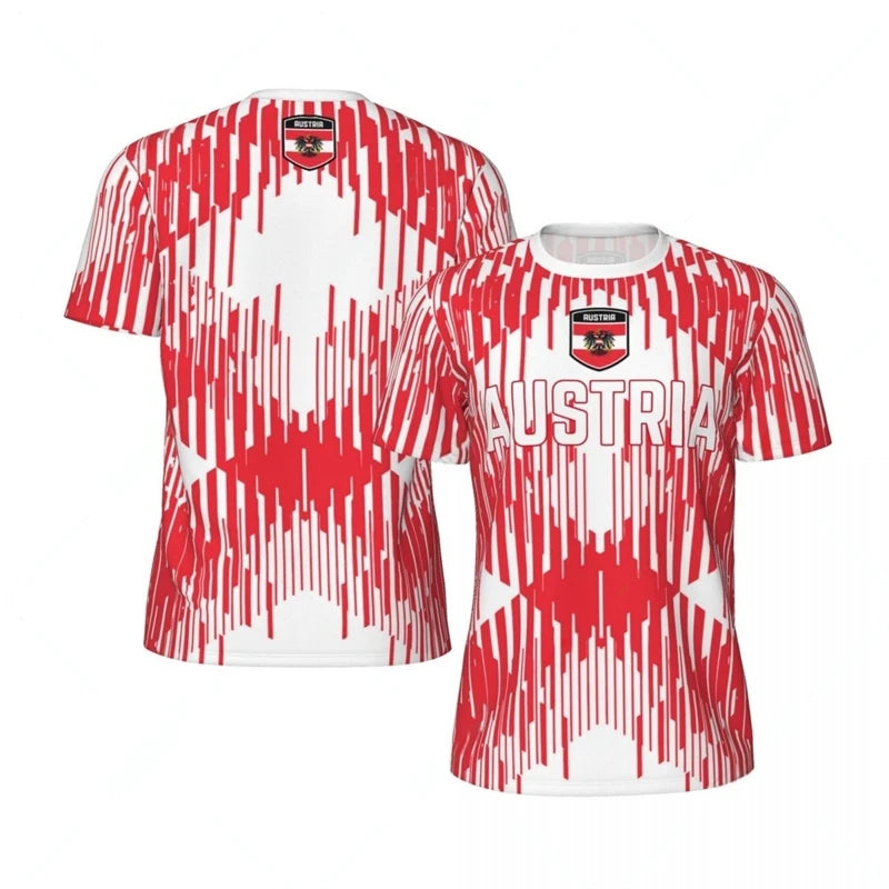 Austria Football Jersey for Men – Austria Soccer Jersey Style | 3D Printed Austria Jersey Quick-Dry Breathable Summer Tee (Austria World Cup Inspired)