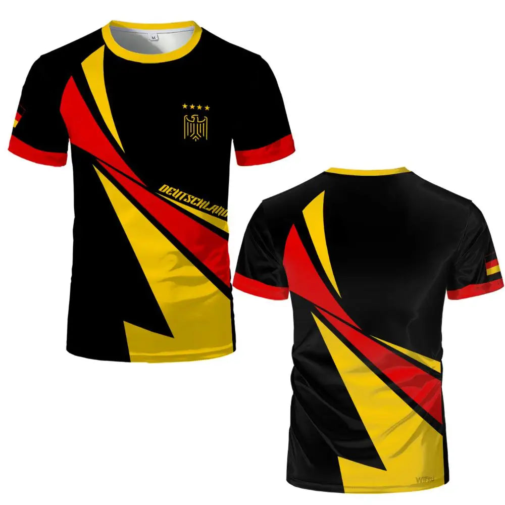 2026 New Germany Football Jersey Flag Print T-shirt Men Women Quick Dry Soccer Training Casual Streetwear Short Sleeve Sport Top