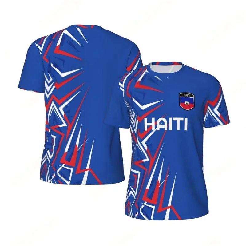 Haiti Flag Football T-shirt Men 3D Printed T Shirt Boys Fashion O'neck Short Sleeve Soccer Tshirt Breathable Sports Loose Tees