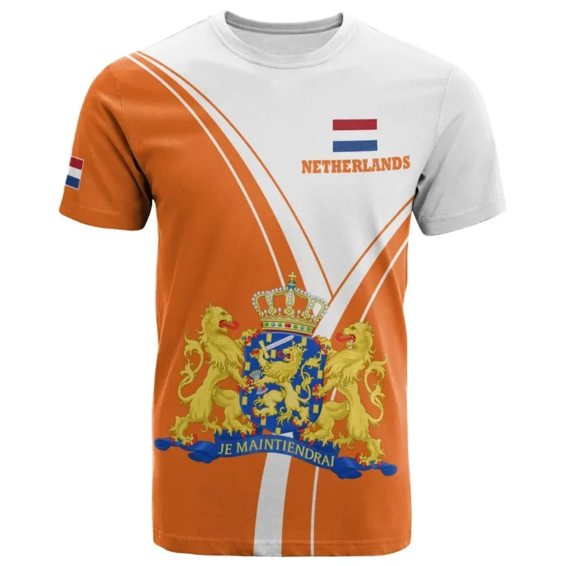 Team Shirt 2024 Football Jersey Netherlands Flag T Shirt Men 3D Printing Dutch T-Shirt Jersey Soccer Germany