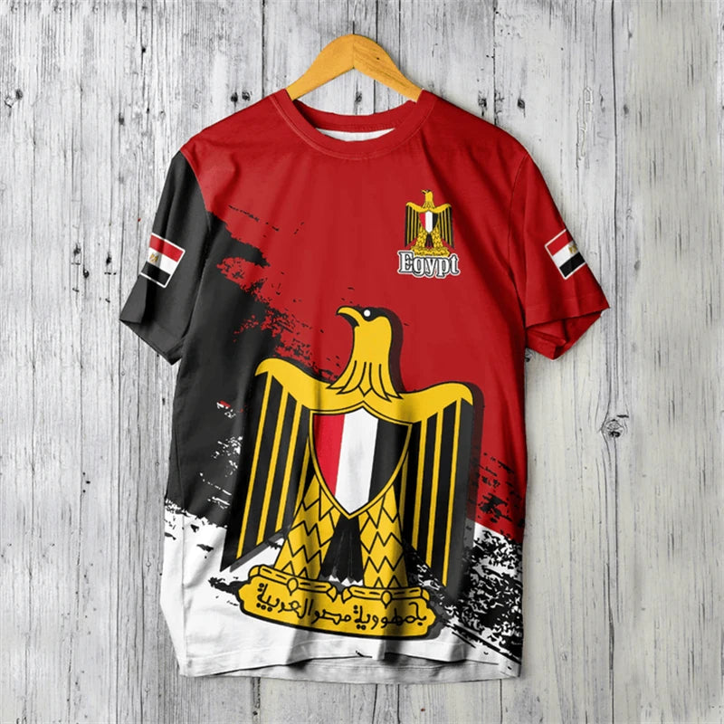Egypt Flag T-shirt For Men Women 3D Printed Egyptian National Emblem Casual Loose Tops Short Sleeve Round Football Sports Tee