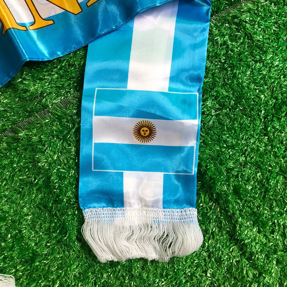 Argentina Flag Satin Football Scarf – 14×130cm Fan Banner | Lightweight Soccer Supporter Shawl for Match Day & Events