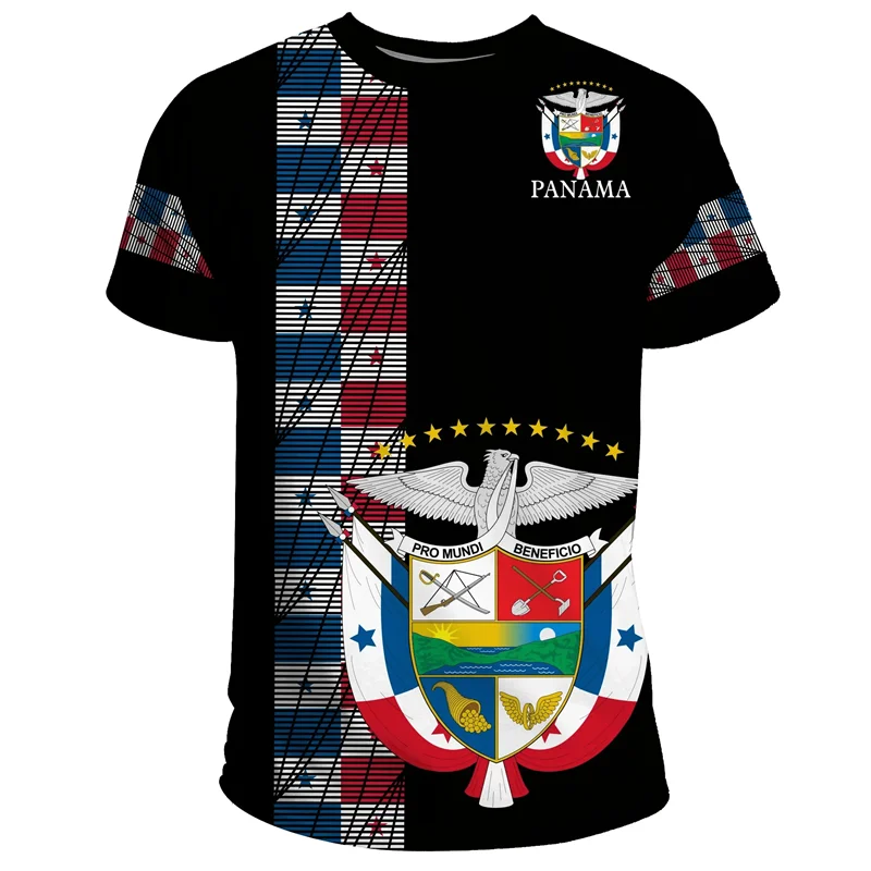 Fashion Panama Flag Pattern T Shirt For Men Sports Gym T-shirt Tops Summer Street 3D Printed Short Sleeves Casual Loose Tees