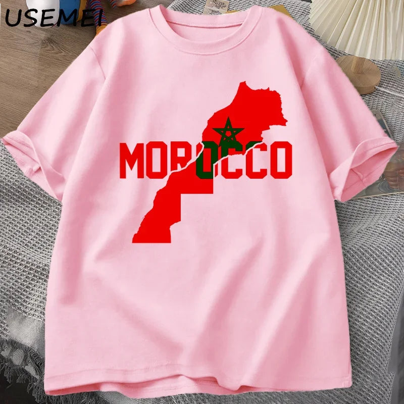 Morocco Flag Graphic T Shirts Men Cotton Short Sleeve Moroccan T-shirt Men's Printed T Shirt Male Clothes Streetwear