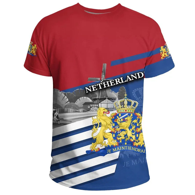 Team Shirt 2024 Football Jersey Netherlands Flag T Shirt Men 3D Printing Dutch T-Shirt Jersey Soccer Germany