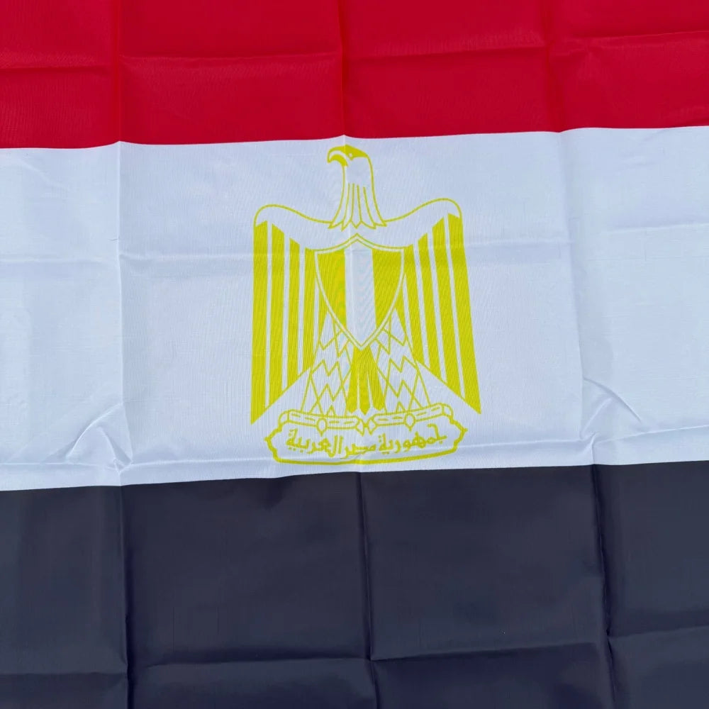 Egypt Flag 150x90cm Large 3x5 FT Egyptian National Flag with Eagle Emblem Polyester Double Stitched Outdoor Indoor Decoration