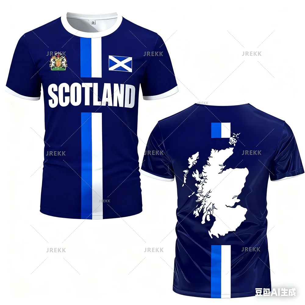 Fashion Scotland Flag Football Jersey 2026 Casual Maillot Football Mens Sports Jersey Loose O Neck Quick Dry Breathable Tee Tops