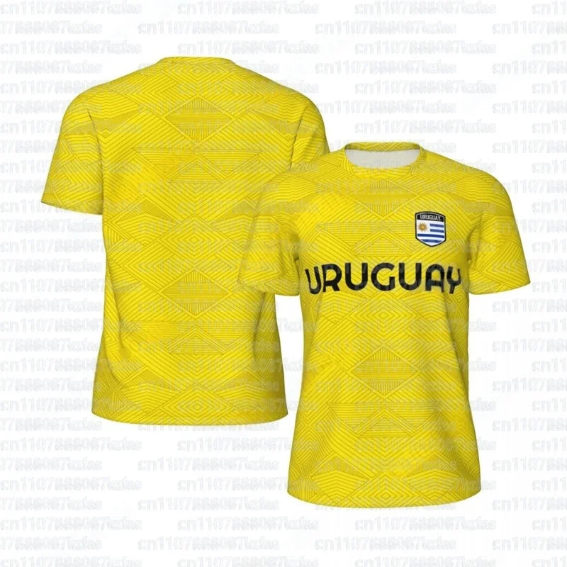 Fashion Uruguay Flag Graphic Football T Shirts Summer Trend 3D National Emblem Printed T-shirts Casual Oversized Sports Kids