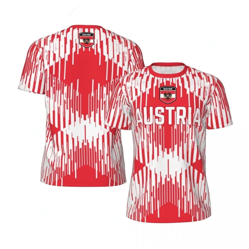 Austria Football Jersey for Men – Austria Soccer Jersey Style | 3D Printed Austria Jersey Quick-Dry Breathable Summer Tee (Austria World Cup Inspired)