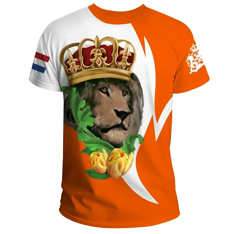 Team Shirt 2024 Football Jersey Netherlands Flag T Shirt Men 3D Printing Dutch T-Shirt Jersey Soccer Germany